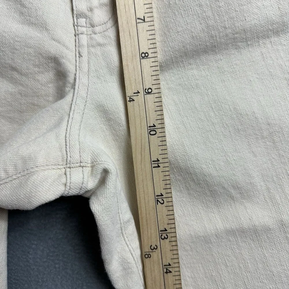 Eddie Bauer Womens 12 Straight Leg Crop Jeans Beige Mid Rise Casual Pants EUC